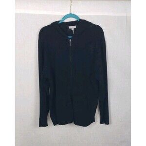 Evolution by Cyrus Cardigan Sweater Hoodie 2X Zipper Front Black Cozy Outdoor